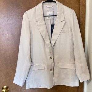 NWT Abercrombie Linen Oversized Blazer - Bone/Off-White
